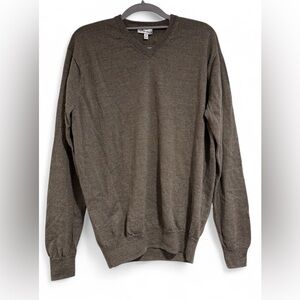 Peter Millar Wool Blend Brown Vneck Sweater Men's Sz Medium Luxury Knit Pullover